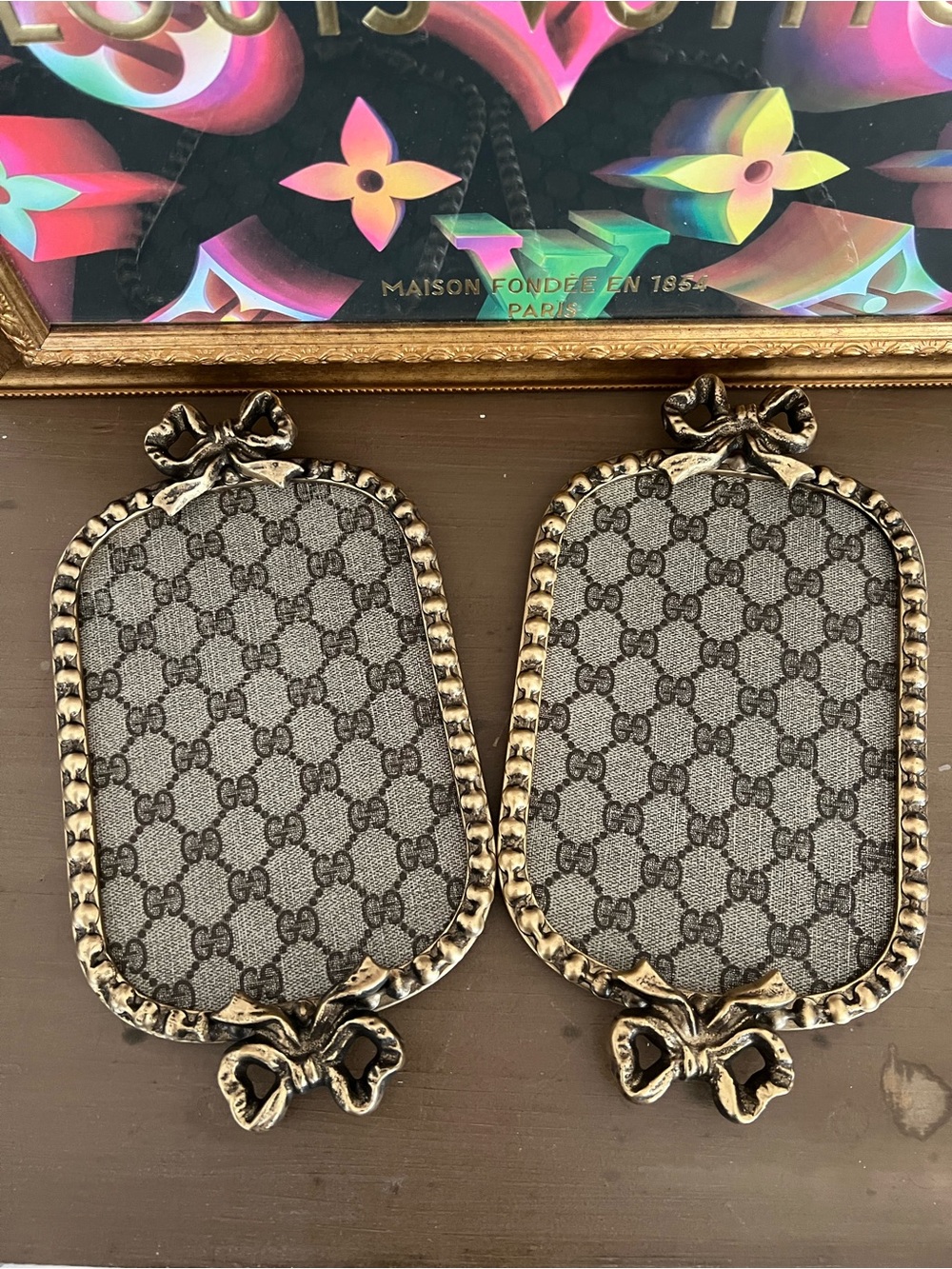 Brown Monogram Decorative jewelry Trays